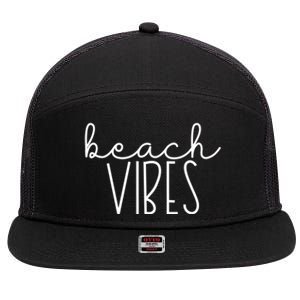 Beach Vibes Summer Vacation Vacay Cruise Trip Ocean Group Gift 7 Panel Mesh Trucker Snapback Hat