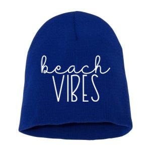 Beach Vibes Summer Vacation Vacay Cruise Trip Ocean Group Gift Short Acrylic Beanie