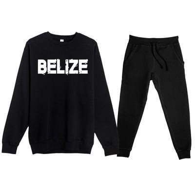 Belize Vintage Style Gift Family Vacation Gift Premium Crewneck Sweatsuit Set