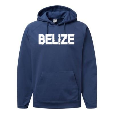 Belize Vintage Style Gift Family Vacation Gift Performance Fleece Hoodie