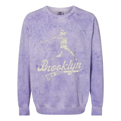 Baseball Vintage Style Brooklyn Colorblast Crewneck Sweatshirt