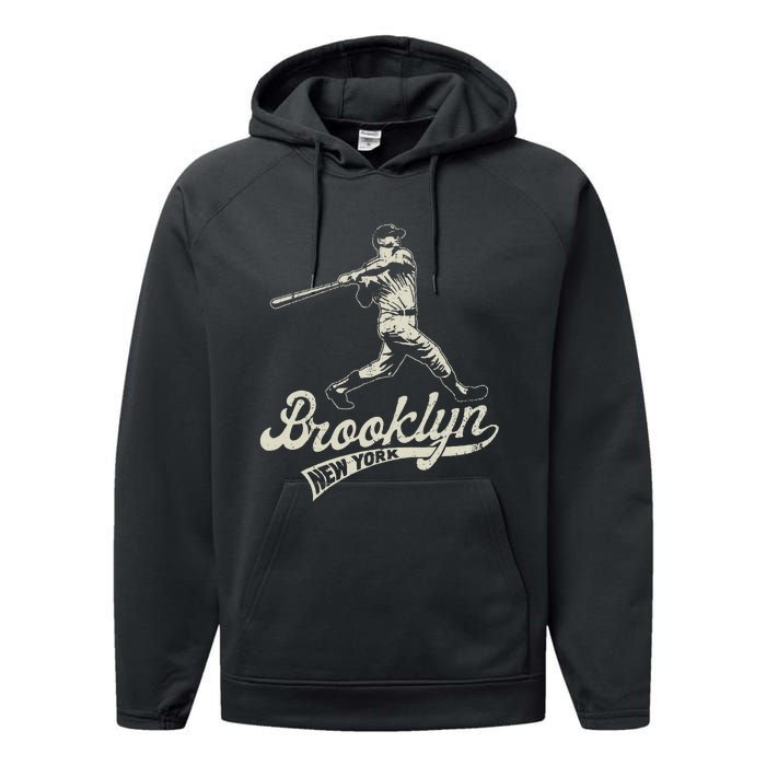 Baseball Vintage Style Brooklyn Performance Fleece Hoodie