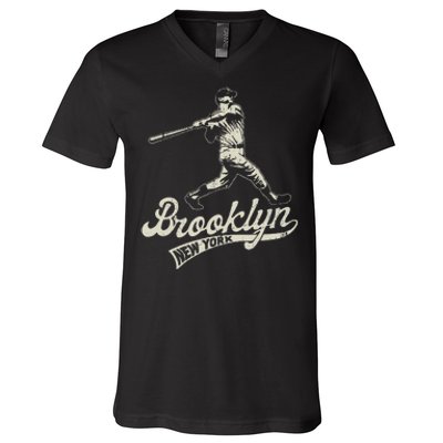 Baseball Vintage Style Brooklyn V-Neck T-Shirt