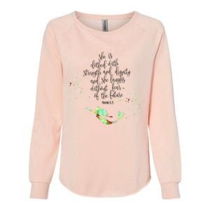 Bible Verse She Is Clothed In Strength And Dignity Mermaid Gift Womens California Wash Sweatshirt