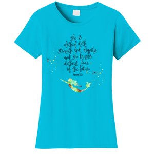 Bible Verse She Is Clothed In Strength And Dignity Mermaid Gift Women's T-Shirt