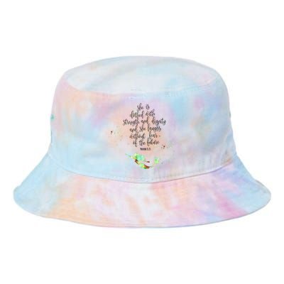 Bible Verse She Is Clothed In Strength And Dignity Mermaid Gift Tie Dye Newport Bucket Hat