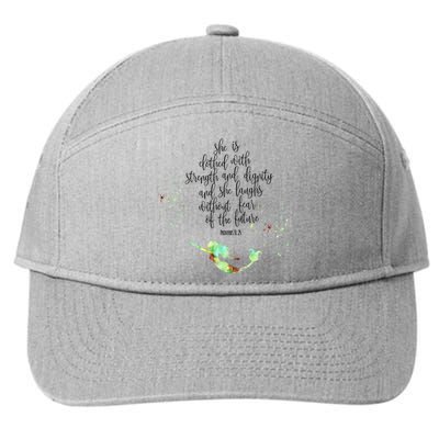 Bible Verse She Is Clothed In Strength And Dignity Mermaid Gift 7-Panel Snapback Hat