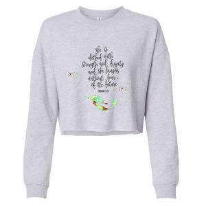 Bible Verse She Is Clothed In Strength And Dignity Mermaid Gift Cropped Pullover Crew