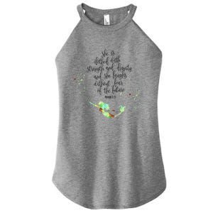 Bible Verse She Is Clothed In Strength And Dignity Mermaid Gift Women's Perfect Tri Rocker Tank