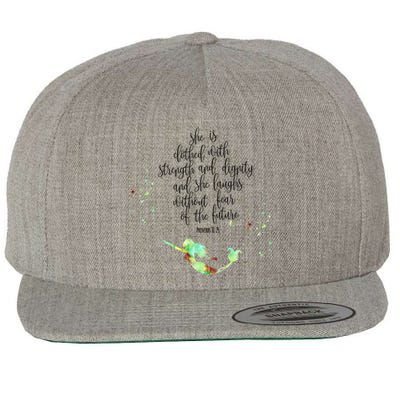 Bible Verse She Is Clothed In Strength And Dignity Mermaid Gift Wool Snapback Cap