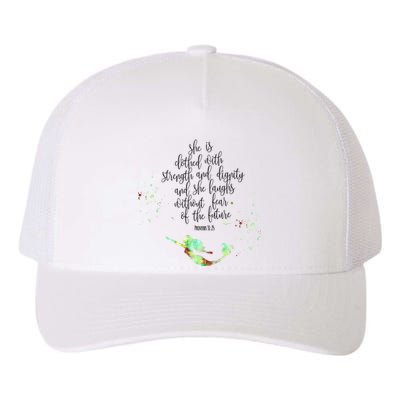 Bible Verse She Is Clothed In Strength And Dignity Mermaid Gift Yupoong Adult 5-Panel Trucker Hat