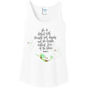 Bible Verse She Is Clothed In Strength And Dignity Mermaid Gift Ladies Essential Tank