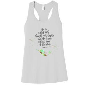 Bible Verse She Is Clothed In Strength And Dignity Mermaid Gift Women's Racerback Tank