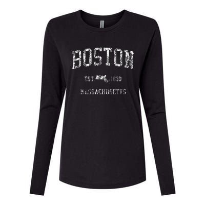 Boston Vintage Sports Design Boston Massachusetts Womens Cotton Relaxed Long Sleeve T-Shirt