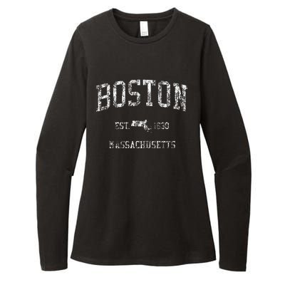 Boston Vintage Sports Design Boston Massachusetts Womens CVC Long Sleeve Shirt