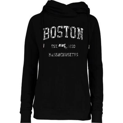 Boston Vintage Sports Design Boston Massachusetts Womens Funnel Neck Pullover Hood