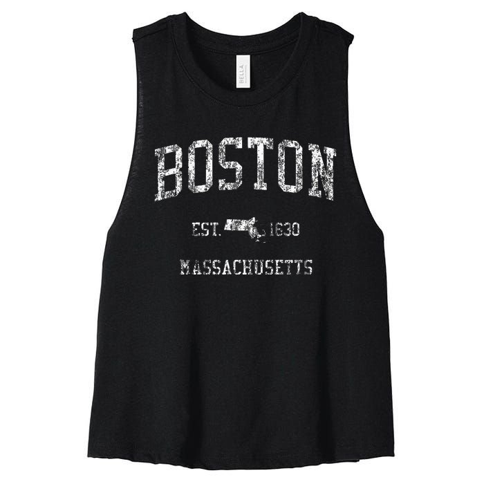 Boston Vintage Sports Design Boston Massachusetts Women's Racerback Cropped Tank