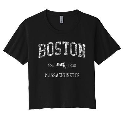 Boston Vintage Sports Design Boston Massachusetts Women's Crop Top Tee