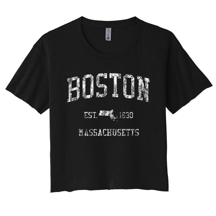 Boston Vintage Sports Design Boston Massachusetts Women's Crop Top Tee