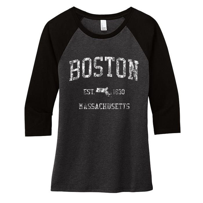 Boston Vintage Sports Design Boston Massachusetts Women's Tri-Blend 3/4-Sleeve Raglan Shirt