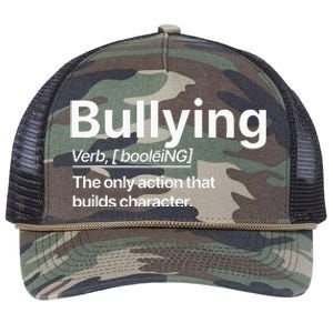 Bullying Verb The Only Action That Builds Character Retro Rope Trucker Hat Cap