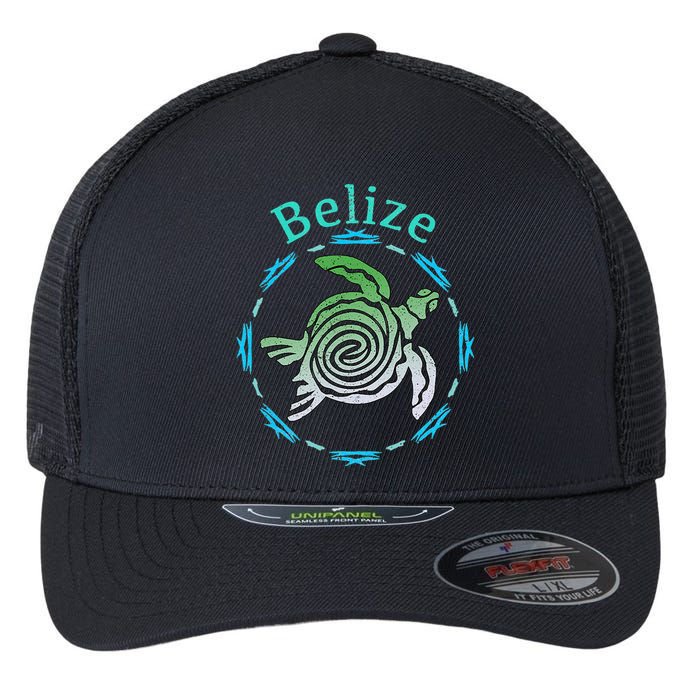 Belize Vintage Tribal Turtle Gift Flexfit Unipanel Trucker Cap