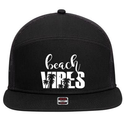 Beach Vibes Tropical Vacation 7 Panel Mesh Trucker Snapback Hat