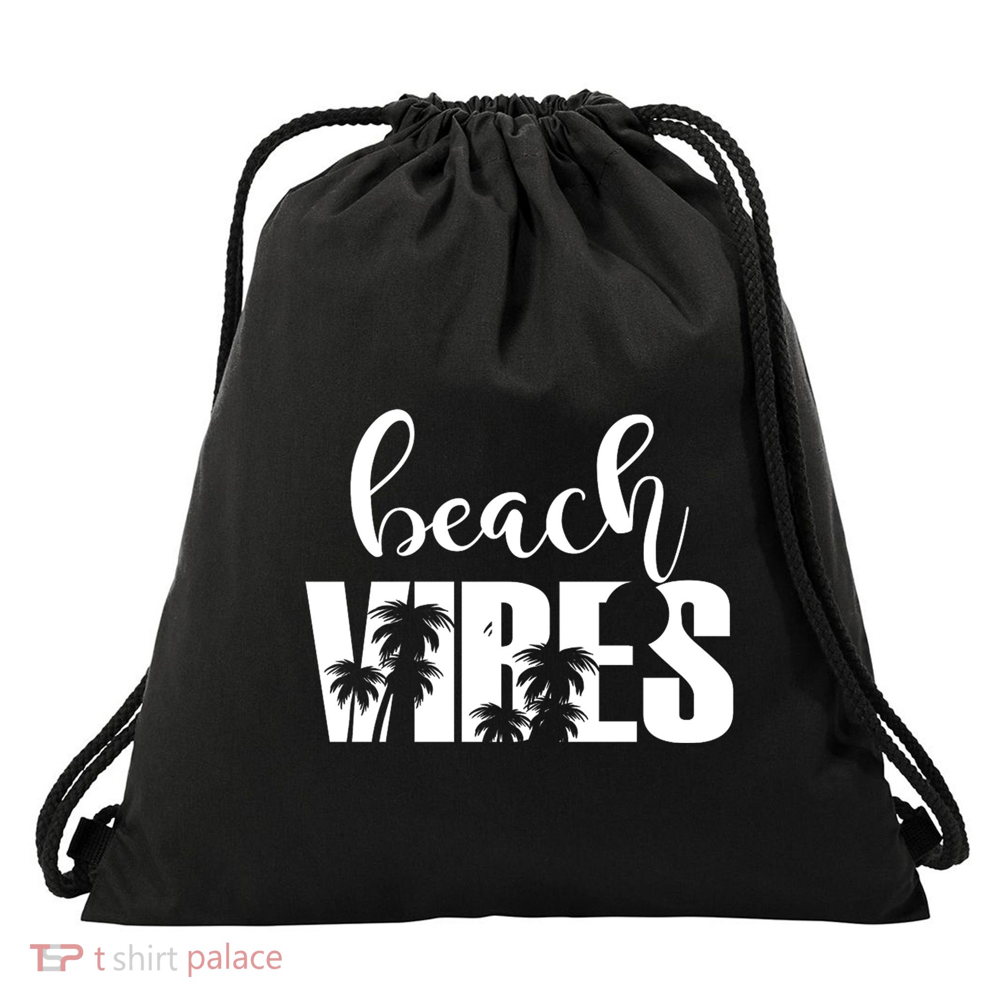 Beach Vibes Tropical Vacation Drawstring Bag