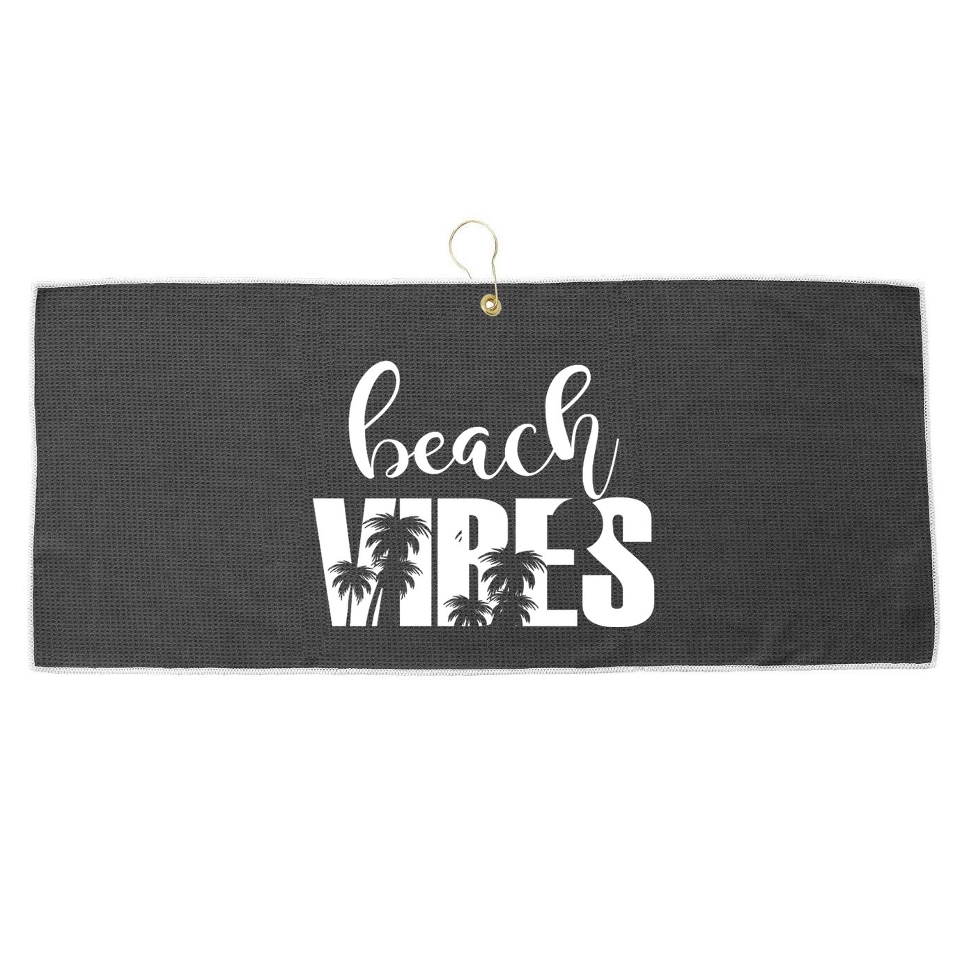 Beach Vibes Tropical Vacation Large Microfiber Waffle Golf Towel