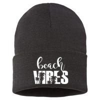 Beach Vibes Tropical Vacation Sustainable Knit Beanie