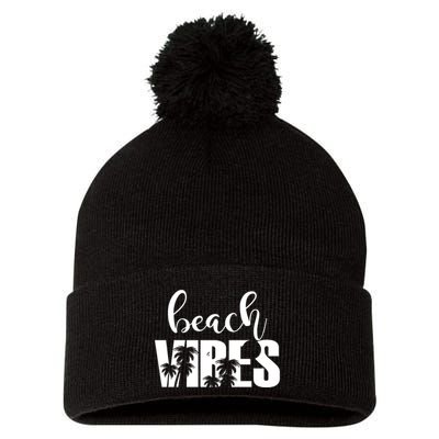 Beach Vibes Tropical Vacation Pom Pom 12in Knit Beanie