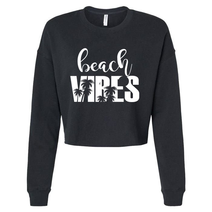 Beach Vibes Tropical Vacation Cropped Pullover Crew