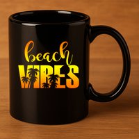 Beach Vibes Tropical Sunset Vacation 11oz C Handle Ceramic Mug