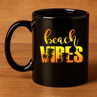 Beach Vibes Tropical Sunset Vacation 11oz C Handle Ceramic Mug