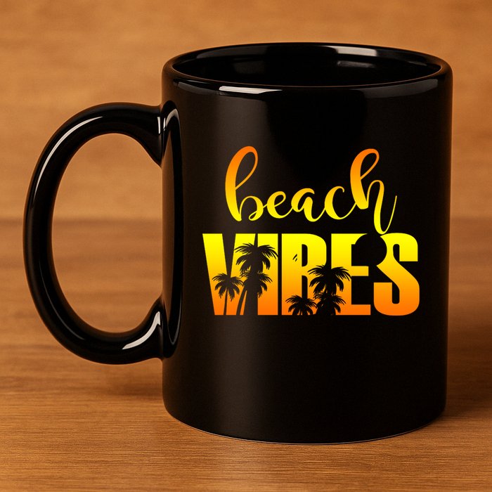 Beach Vibes Tropical Sunset Vacation 11oz C Handle Ceramic Mug