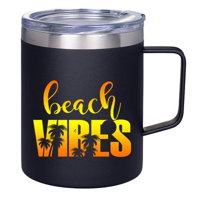Beach Vibes Tropical Sunset Vacation 12oz Stainless Steel Coffee Mug