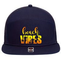 Beach Vibes Tropical Sunset Vacation 7 Panel Mesh Trucker Snapback Hat