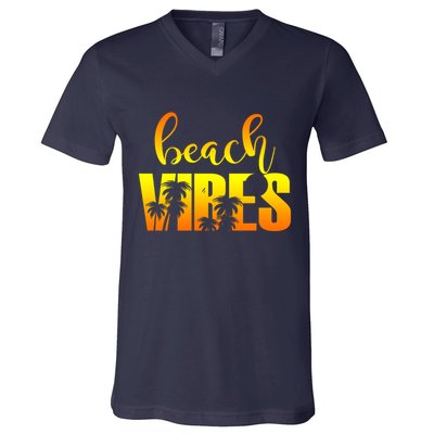 Beach Vibes Tropical Sunset Vacation V-Neck T-Shirt