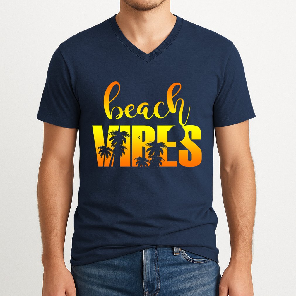Beach Vibes Tropical Sunset Vacation V-Neck T-Shirt