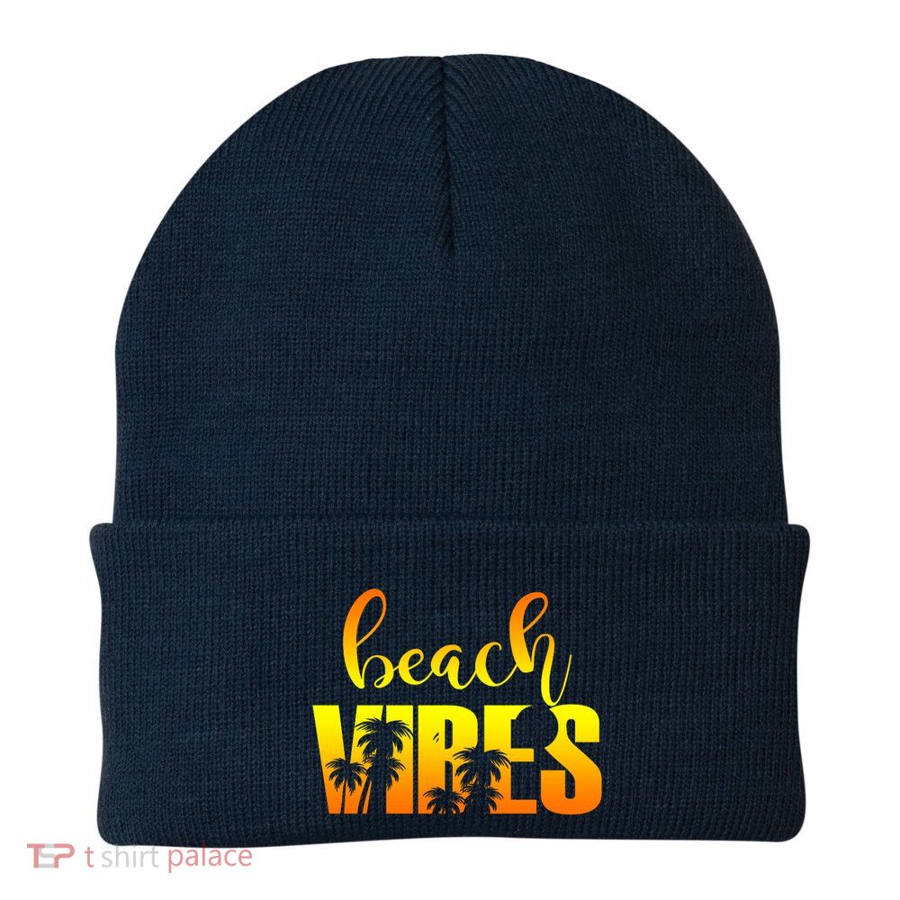Beach Vibes Tropical Sunset Vacation Beanie