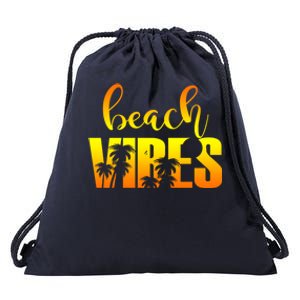 Beach Vibes Tropical Sunset Vacation Drawstring Bag