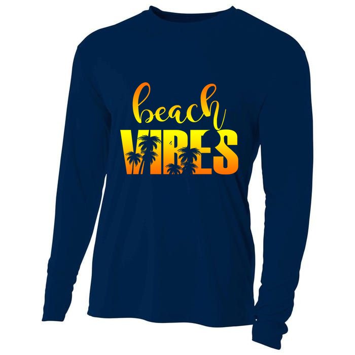 Beach Vibes Tropical Sunset Vacation Cooling Performance Long Sleeve Crew
