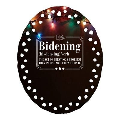 Bidening Verb The Act Of Creating A Problem Ceramic Oval Ornament