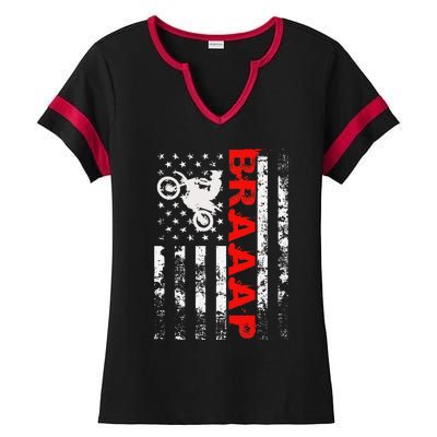 Braaap Vintage Usa American Flag Ladies Halftime Notch Neck Tee