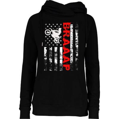 Braaap Vintage Usa American Flag Womens Funnel Neck Pullover Hood