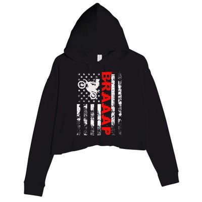 Braaap Vintage Usa American Flag Crop Fleece Hoodie