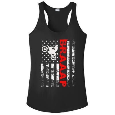 Braaap Vintage Usa American Flag Ladies PosiCharge Competitor Racerback Tank