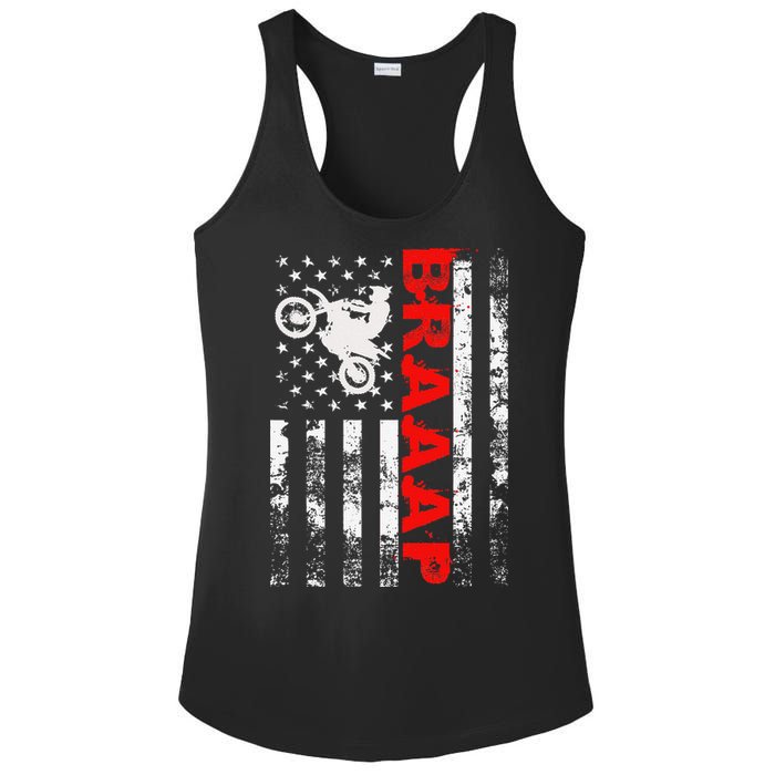 Braaap Vintage Usa American Flag Ladies PosiCharge Competitor Racerback Tank