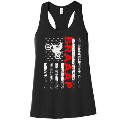 Braaap Vintage Usa American Flag Women's Racerback Tank