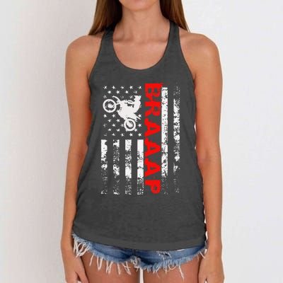 Braaap Vintage Usa American Flag Women's Knotted Racerback Tank